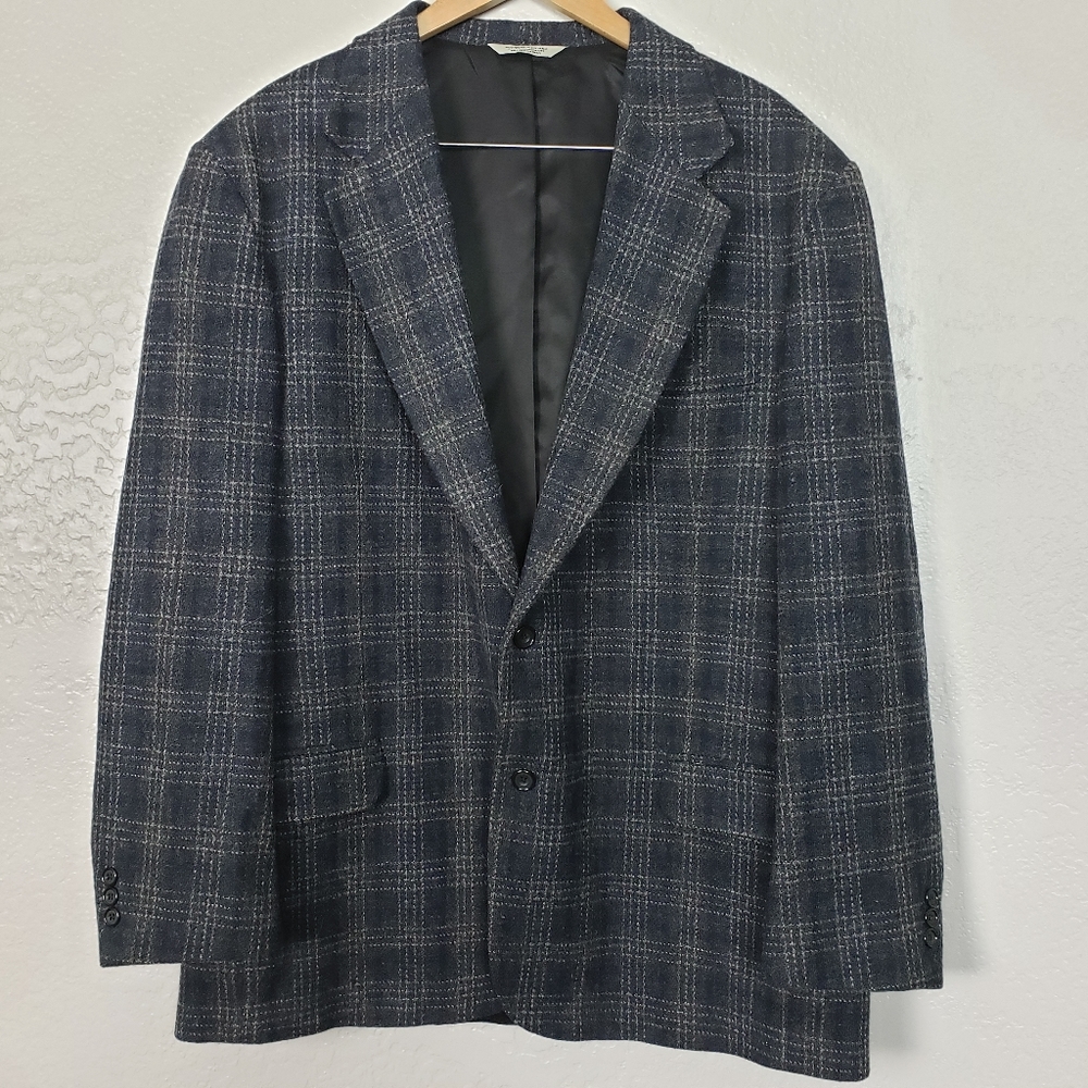 Eddie Bauer Wool Plaid Suit Jacket Size 46T